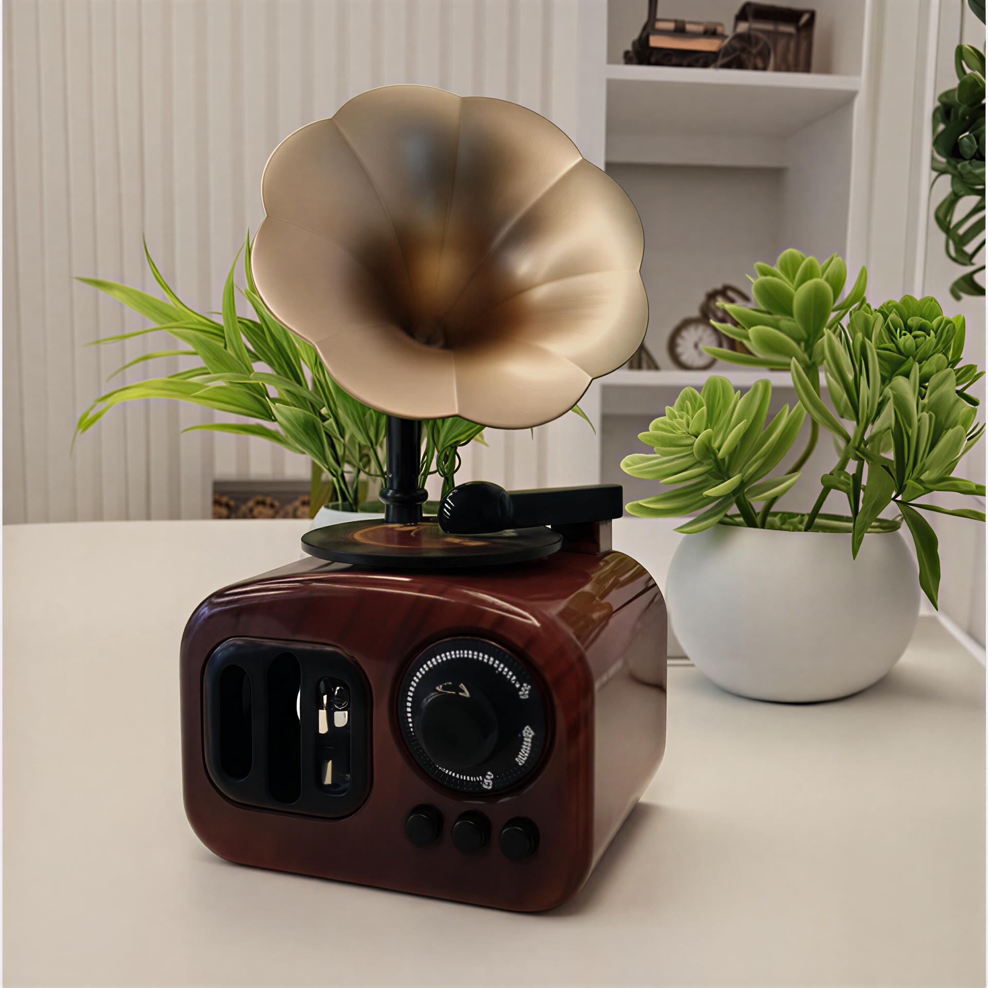 Retro Wooden Gramophone – Rotating Music Box